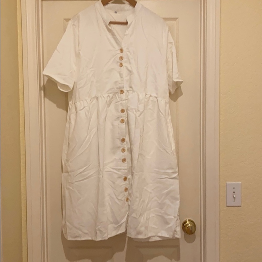 White Corduroy Midi Dress